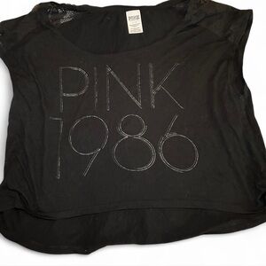 Vintage PINK Victoria's Secret Black cropped Tee